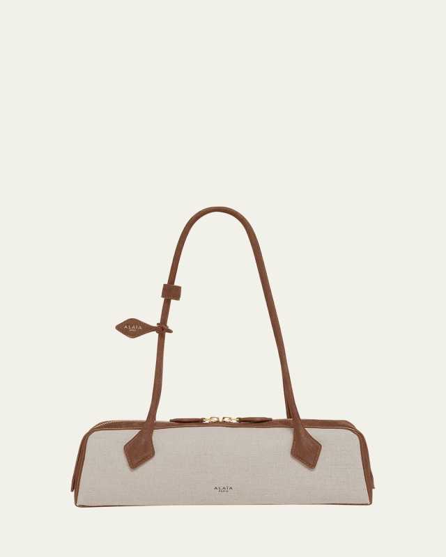 Le Teckel Medium Shoulder Bag in Canvas and Leather